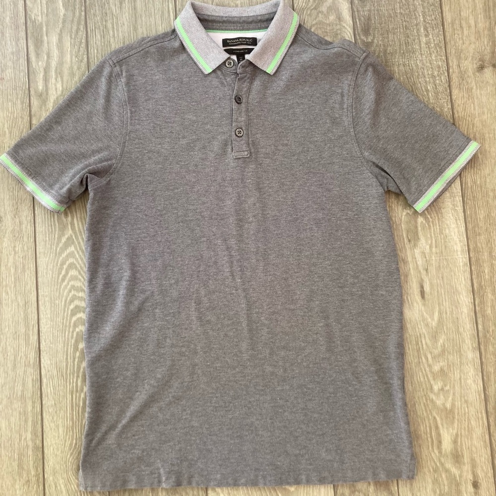 Banana Republic Gray Polo with Green Trim